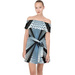 6th Dimension Metal Abstract Obtained Through Mirroring Off Shoulder Chiffon Dress by Sudhe