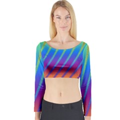 Abstract Fractal Multicolored Background Long Sleeve Crop Top by Sudhe