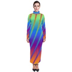 Abstract Fractal Multicolored Background Turtleneck Maxi Dress