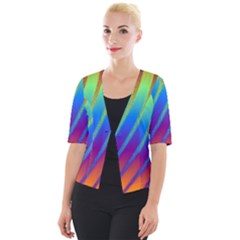 Abstract Fractal Multicolored Background Cropped Button Cardigan by Sudhe