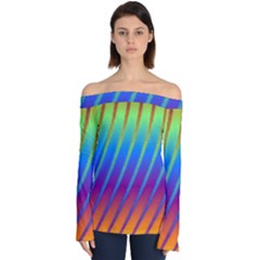 Abstract Fractal Multicolored Background Off Shoulder Long Sleeve Top by Sudhe