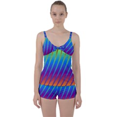 Abstract Fractal Multicolored Background Tie Front Two Piece Tankini by Sudhe