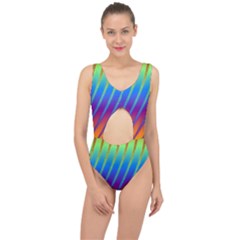 Abstract Fractal Multicolored Background Center Cut Out Swimsuit