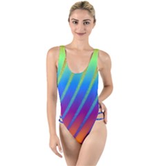 Abstract Fractal Multicolored Background High Leg Strappy Swimsuit