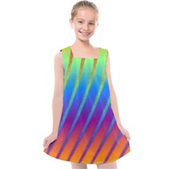 Abstract Fractal Multicolored Background Kids  Cross Back Dress