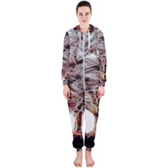 Autumn Fractal Forest Background Hooded Jumpsuit (ladies)  by Sudhe