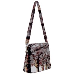 Autumn Fractal Forest Background Zipper Messenger Bag