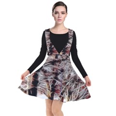 Autumn Fractal Forest Background Plunge Pinafore Dress