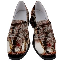 Autumn Fractal Forest Background Women s Chunky Heel Loafers