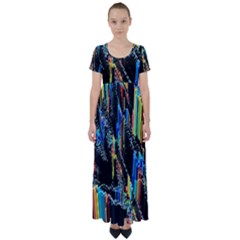 Abstract 3d Blender Colorful High Waist Short Sleeve Maxi Dress by Sudhe