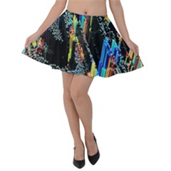 Abstract 3d Blender Colorful Velvet Skater Skirt