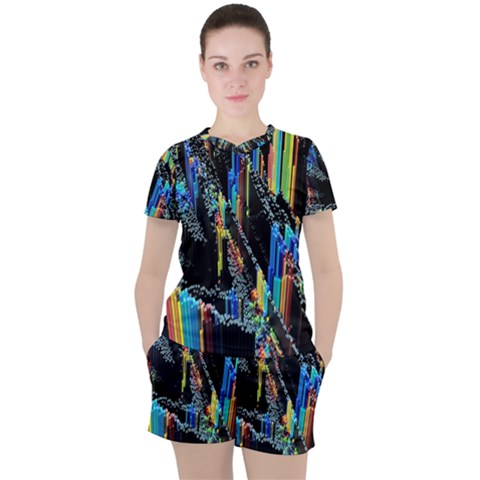 Abstract 3d Blender Colorful Women s Tee And Shorts Set by Sudhe