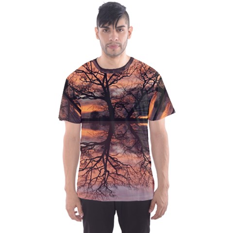 Aurora Sunset Sun Landscape Men s Sports Mesh Tee by Sudhe