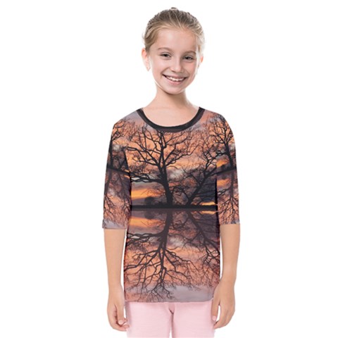 Aurora Sunset Sun Landscape Kids  Quarter Sleeve Raglan Tee by Sudhe