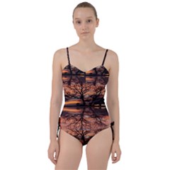 Aurora Sunset Sun Landscape Sweetheart Tankini Set by Sudhe