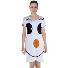 Happy Face With Orange Nose Vector File Short Sleeve Nightdress by Sudhe