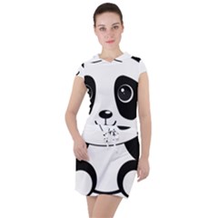 Bear Panda Bear Panda Animals Drawstring Hooded Dress by Sudhe