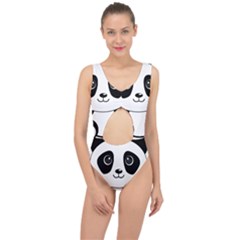 Bear Panda Bear Panda Animals Center Cut Out Swimsuit by Sudhe