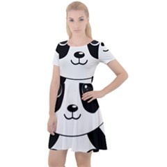 Bear Panda Bear Panda Animals Cap Sleeve Velour Dress  by Sudhe