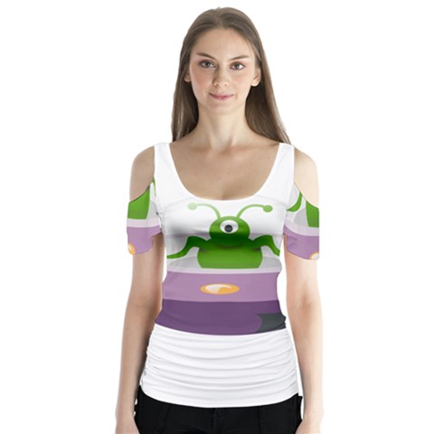 Ufo Butterfly Sleeve Cutout Tee  by Sudhe