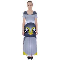 Cute Penguin Animal High Waist Short Sleeve Maxi Dress by Sudhe