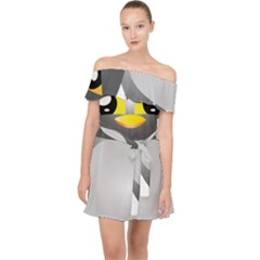 Cute Penguin Animal Off Shoulder Chiffon Dress by Sudhe