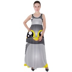 Cute Penguin Animal Empire Waist Velour Maxi Dress by Sudhe