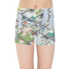 Simple Map Of The City Kids  Sports Shorts by Sudhe