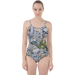 Simple Map Of The City Cut Out Top Tankini Set by Sudhe