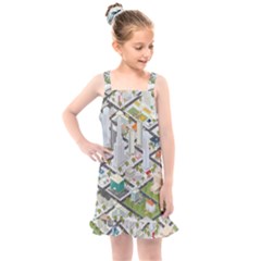 Simple Map Of The City Kids  Overall Dress by Sudhe