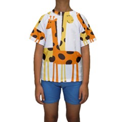 Giraffe Africa Safari Wildlife Kids  Short Sleeve Swimwear by Sudhe