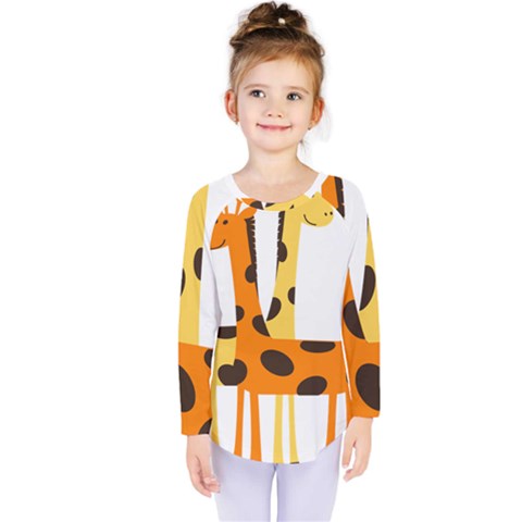 Giraffe Africa Safari Wildlife Kids  Long Sleeve Tee by Sudhe