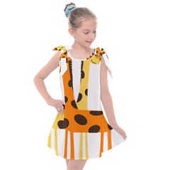 Giraffe Africa Safari Wildlife Kids  Tie Up Tunic Dress by Sudhe