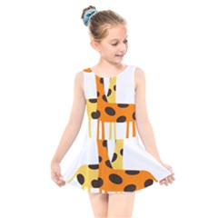 Giraffe Africa Safari Wildlife Kids  Skater Dress Swimsuit