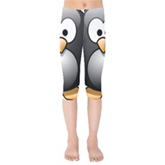 Penguin Birds Aquatic Flightless Kids  Capri Leggings  by Sudhe