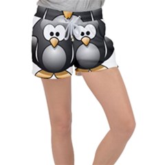 Penguin Birds Aquatic Flightless Women s Velour Lounge Shorts by Sudhe