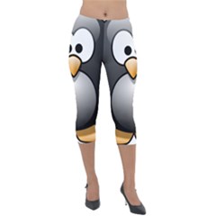 Penguin Birds Aquatic Flightless Lightweight Velour Capri Leggings  by Sudhe