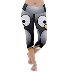 Penguin Birds Aquatic Flightless Lightweight Velour Capri Yoga Leggings by Sudhe