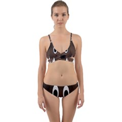 Dog Pup Animal Canine Brown Pet Wrap Around Bikini Set by Sudhe