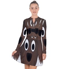 Dog Pup Animal Canine Brown Pet Long Sleeve Panel Dress by Sudhe