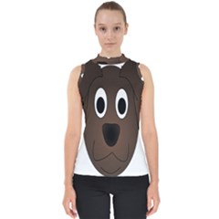 Dog Pup Animal Canine Brown Pet Mock Neck Shell Top by Sudhe