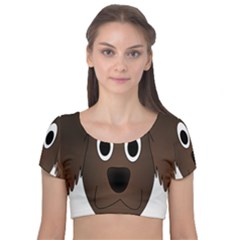 Dog Pup Animal Canine Brown Pet Velvet Short Sleeve Crop Top  by Sudhe