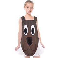 Dog Pup Animal Canine Brown Pet Kids  Cross Back Dress by Sudhe