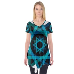 Transparent Triangles Short Sleeve Tunic  by Sudhe