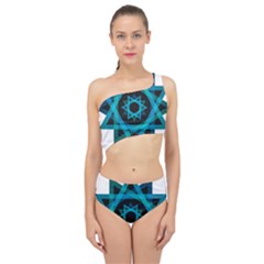 Transparent Triangles Spliced Up Two Piece Swimsuit by Sudhe