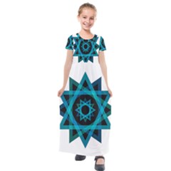 Transparent Triangles Kids  Short Sleeve Maxi Dress by Sudhe