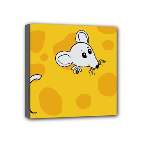 Rat Mouse Cheese Animal Mammal Mini Canvas 4  X 4  (stretched) by Sudhe