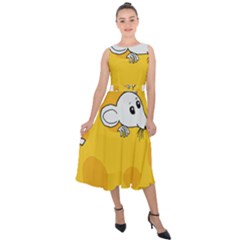 Rat Mouse Cheese Animal Mammal Midi Tie-back Chiffon Dress by Sudhe