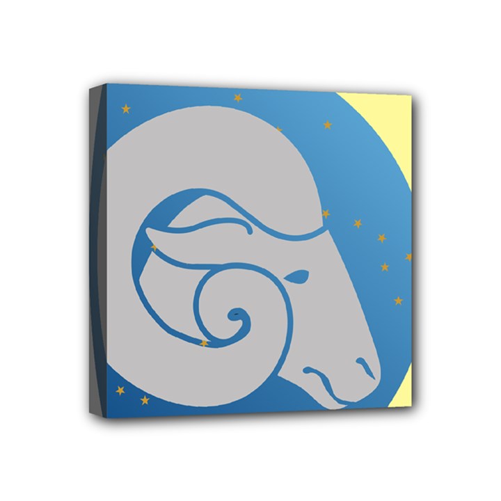 Ram Zodiac Sign Zodiac Moon Star Mini Canvas 4  x 4  (Stretched)