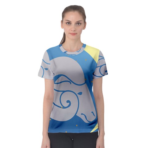 Ram Zodiac Sign Zodiac Moon Star Women s Sport Mesh Tee by Sudhe